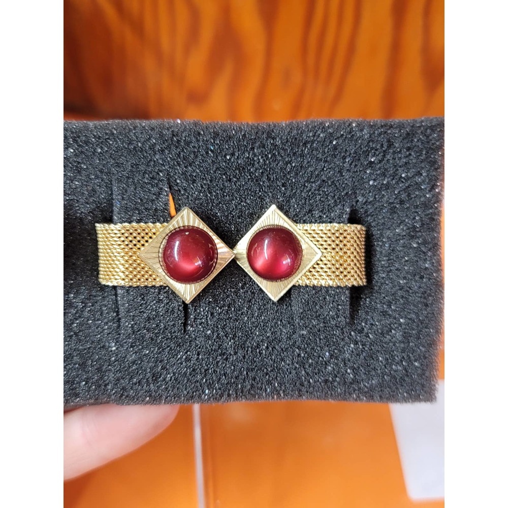 Burgundy & gold tone cufflinks